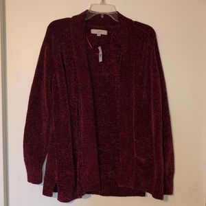 Loft Cardigan; Maroon Colored